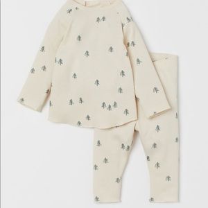 H&M beige matching set soft organic cotton jersey